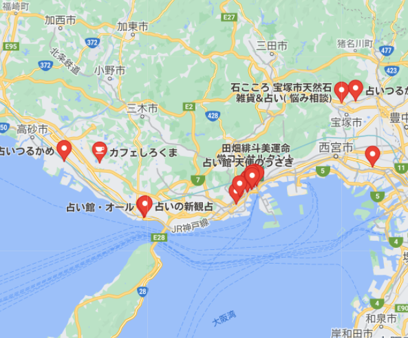 兵庫県の占いマップ